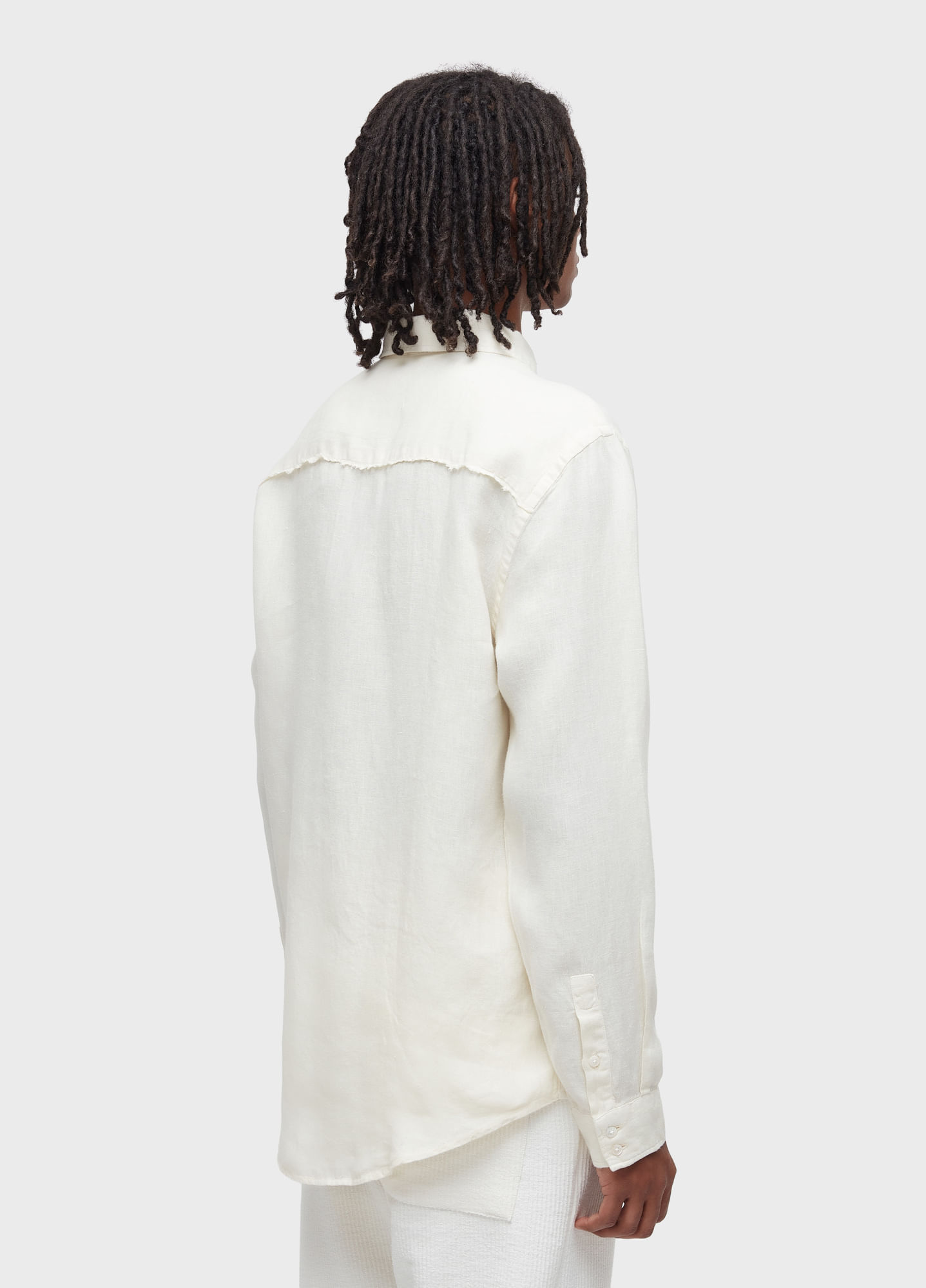 Long-sleeved raw linen shirt
