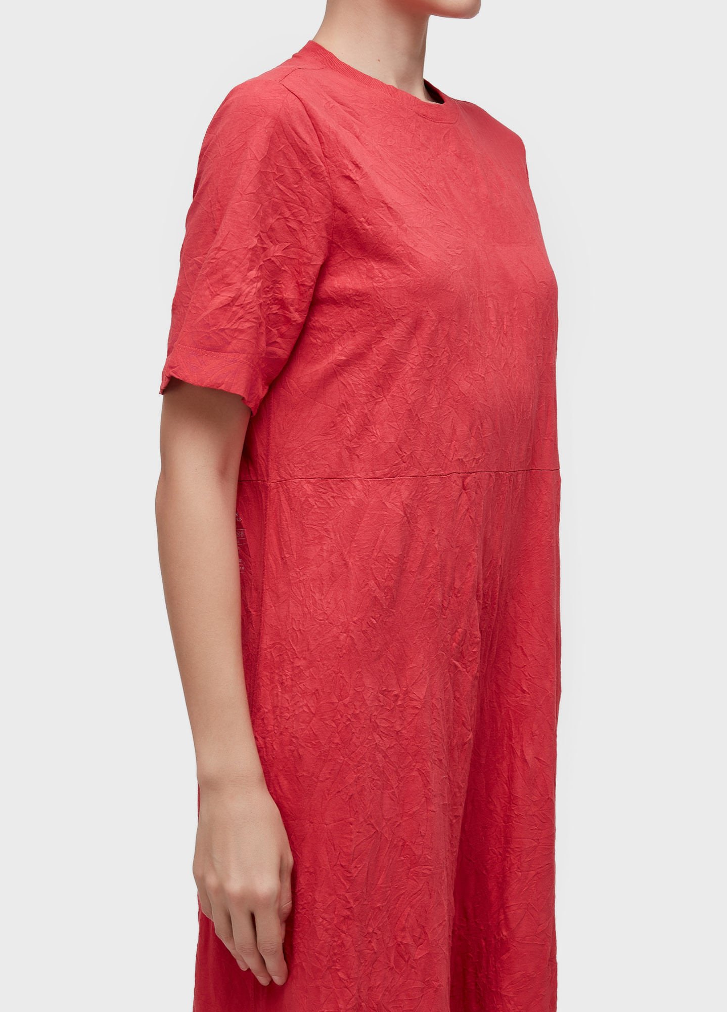 Basic wrinkle short-sleeved jumpsuit