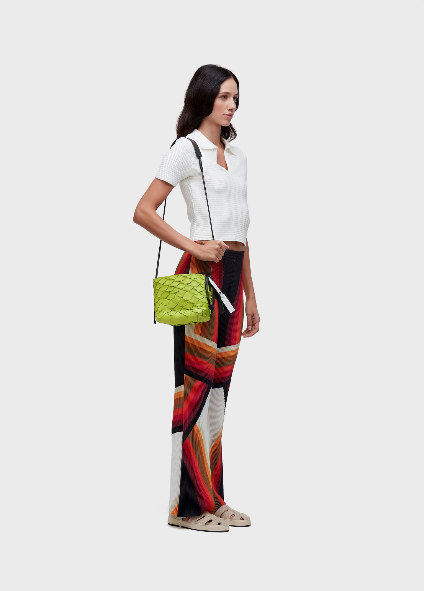 Textured knit polo blouse